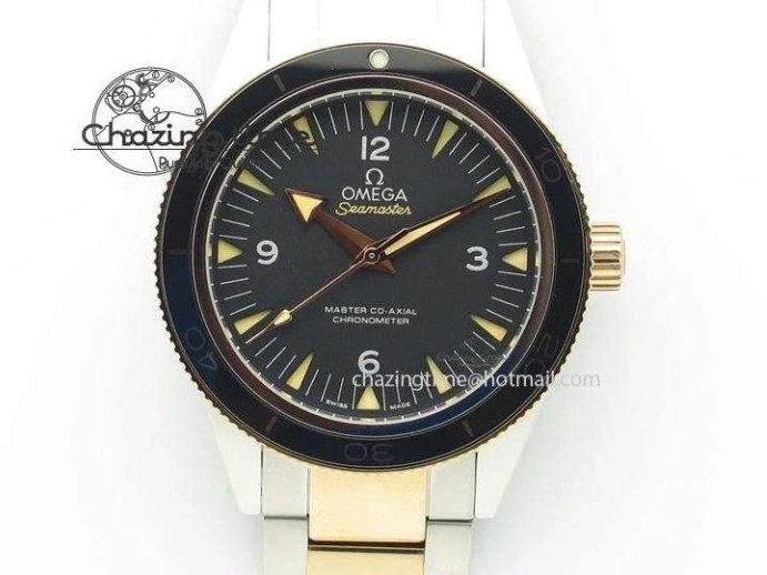 0515 Elegant Seamaster Pro Chrono RG OM Best Edition Black Ceramic Black Dial On Gummy Strap A 8128